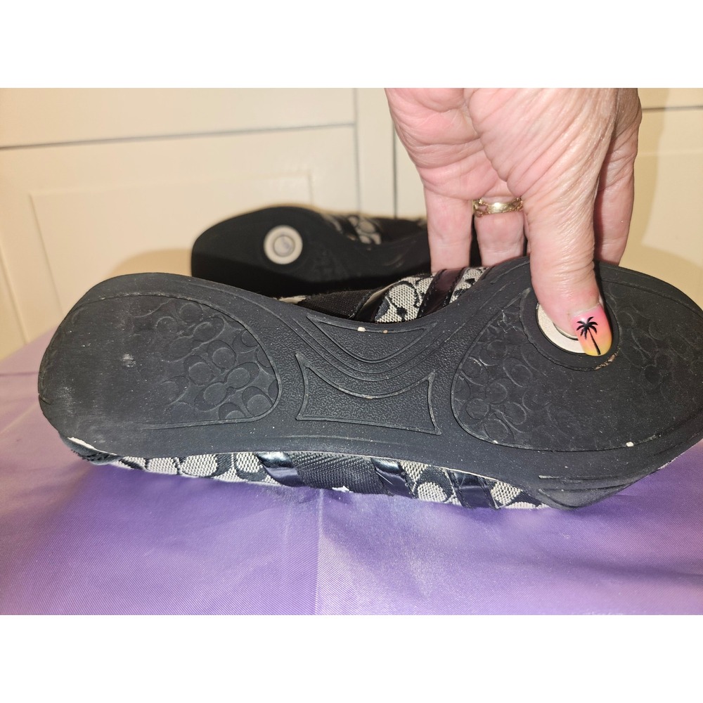 Coach Signature Remonna Monogram Black Suede Patent Leather Low Top Sneakers 7B - Picture 6 of 11